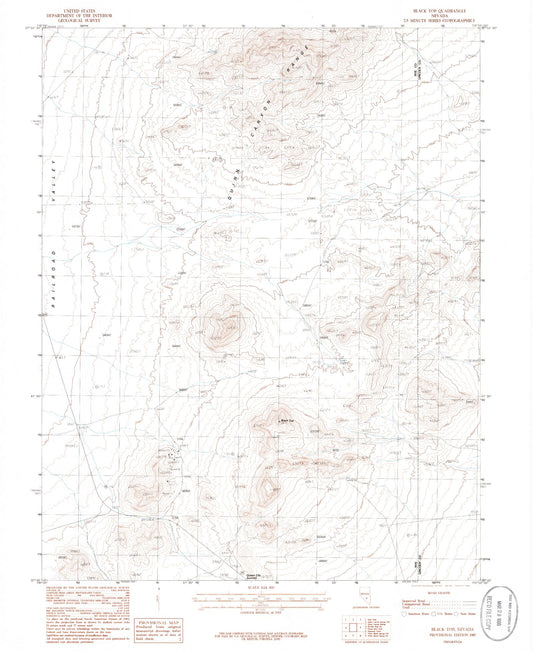 Classic USGS Black Top Nevada 7.5'x7.5' Topo Map Image
