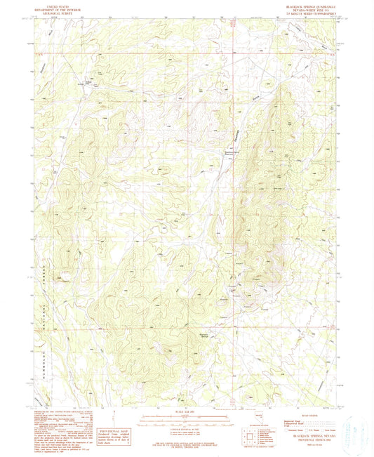 Classic USGS Blackjack Springs Nevada 7.5'x7.5' Topo Map Image