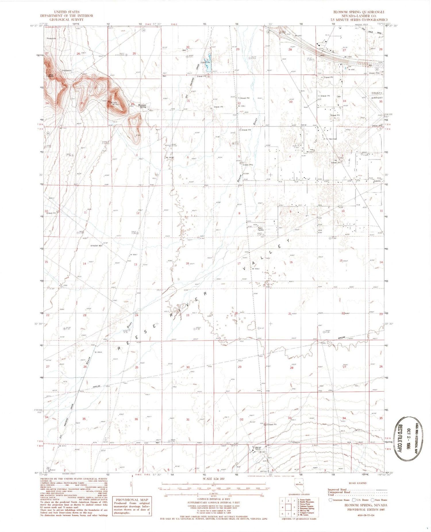 Classic USGS Blossom Spring Nevada 7.5'x7.5' Topo Map Image