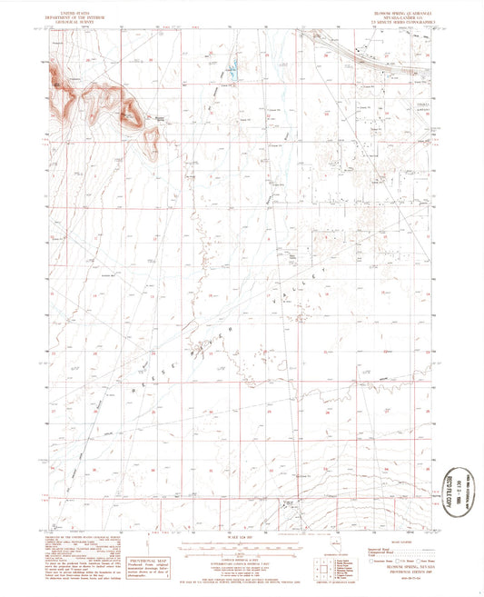 Classic USGS Blossom Spring Nevada 7.5'x7.5' Topo Map Image
