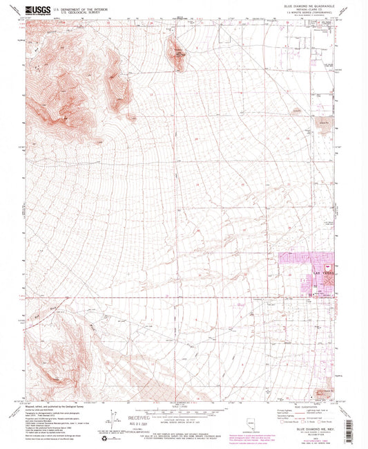 Classic USGS Blue Diamond NE Nevada 7.5'x7.5' Topo Map Image