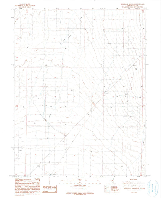 Classic USGS Blue Eagle Springs NE Nevada 7.5'x7.5' Topo Map Image