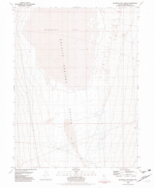 Classic USGS Blue Wing Flat South Nevada 7.5'x7.5' Topo Map Image