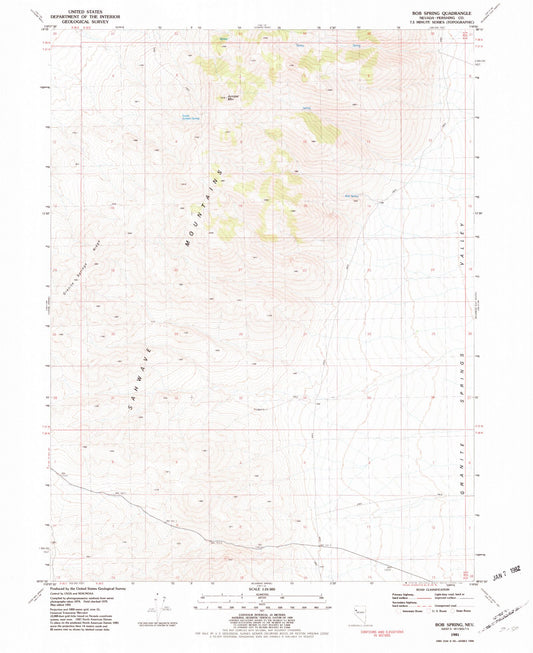 Classic USGS Bob Spring Nevada 7.5'x7.5' Topo Map Image