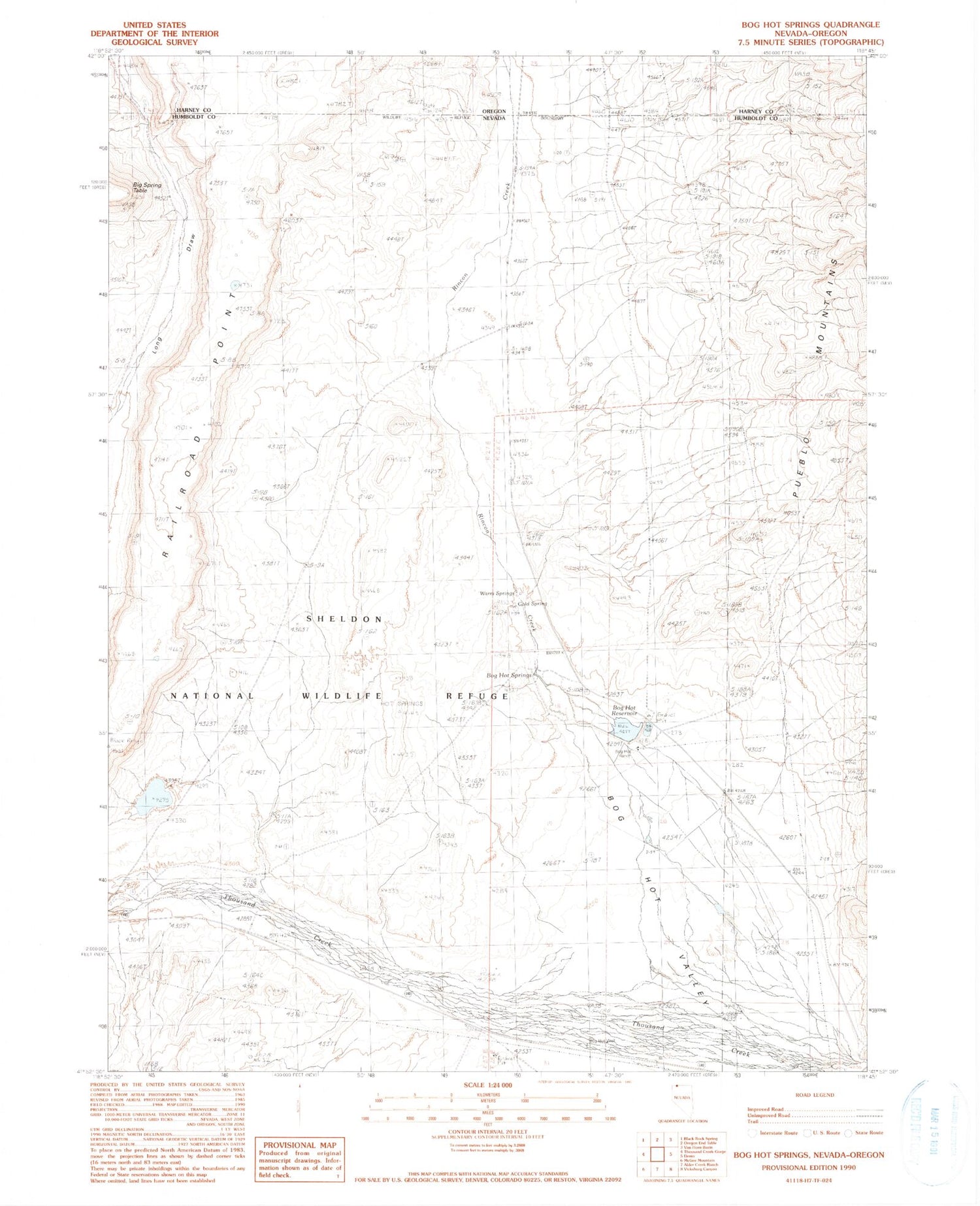 Classic USGS Bog Hot Springs Nevada 7.5'x7.5' Topo Map Image