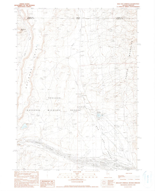 Classic USGS Bog Hot Springs Nevada 7.5'x7.5' Topo Map Image