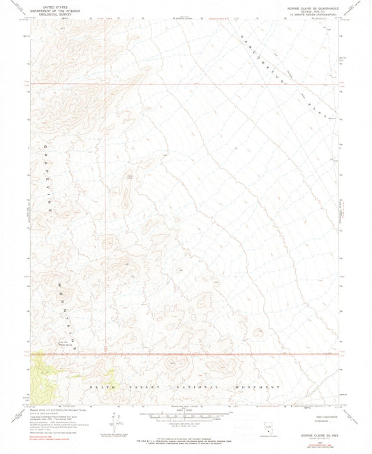 Classic USGS Bonnie Claire SE Nevada 7.5'x7.5' Topo Map Image