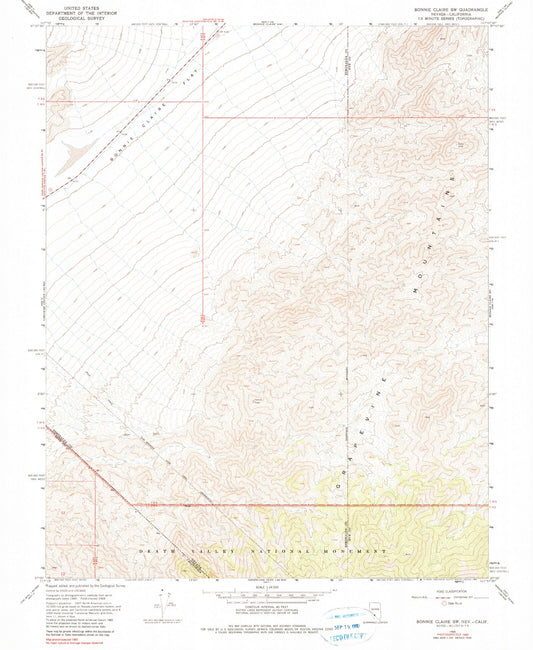 Classic USGS Bonnie Claire SW Nevada 7.5'x7.5' Topo Map Image