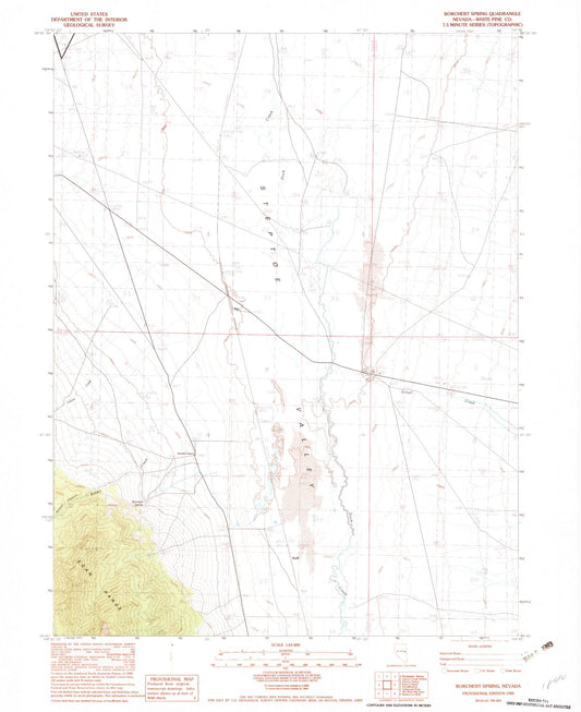 Classic USGS Borchert Spring Nevada 7.5'x7.5' Topo Map Image
