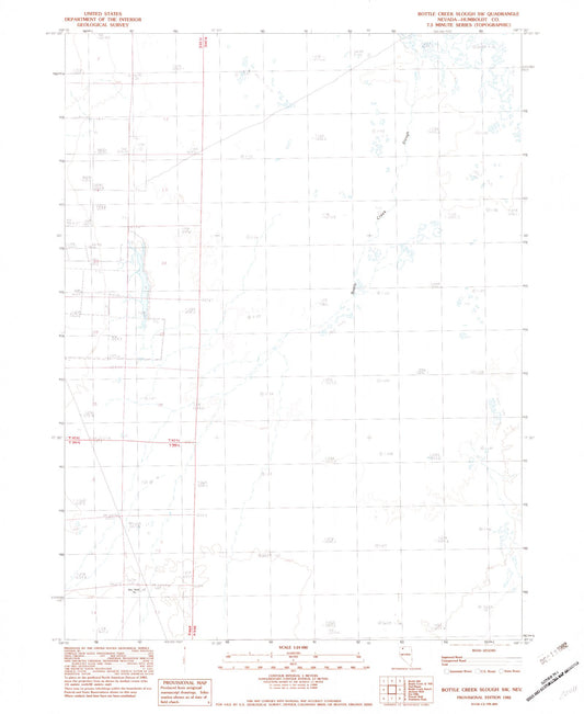Classic USGS Bottle Creek Slough SW Nevada 7.5'x7.5' Topo Map Image
