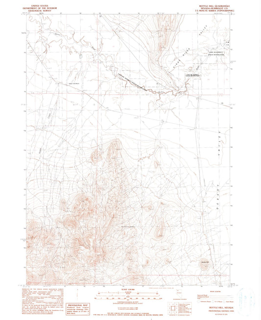 Classic USGS Bottle Hill Nevada 7.5'x7.5' Topo Map Image