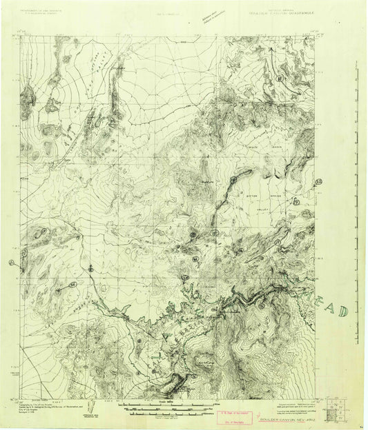 Historic 1926 Boulder Canyon Nevada 30'x30' Topo Map Image