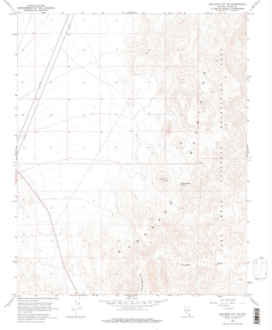 Classic USGS Boulder City SE Nevada 7.5'x7.5' Topo Map Image