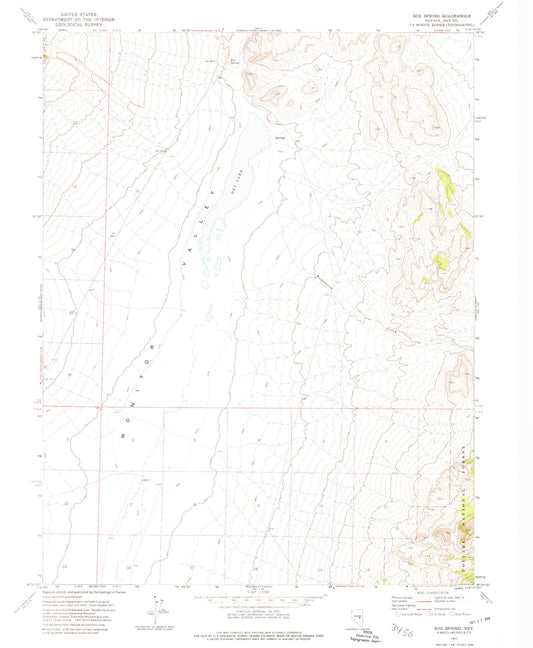 Classic USGS Box Spring Nevada 7.5'x7.5' Topo Map Image