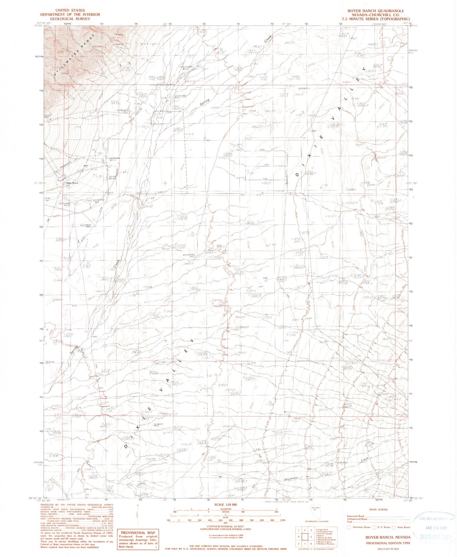 Classic USGS Boyer Ranch Nevada 7.5'x7.5' Topo Map Image