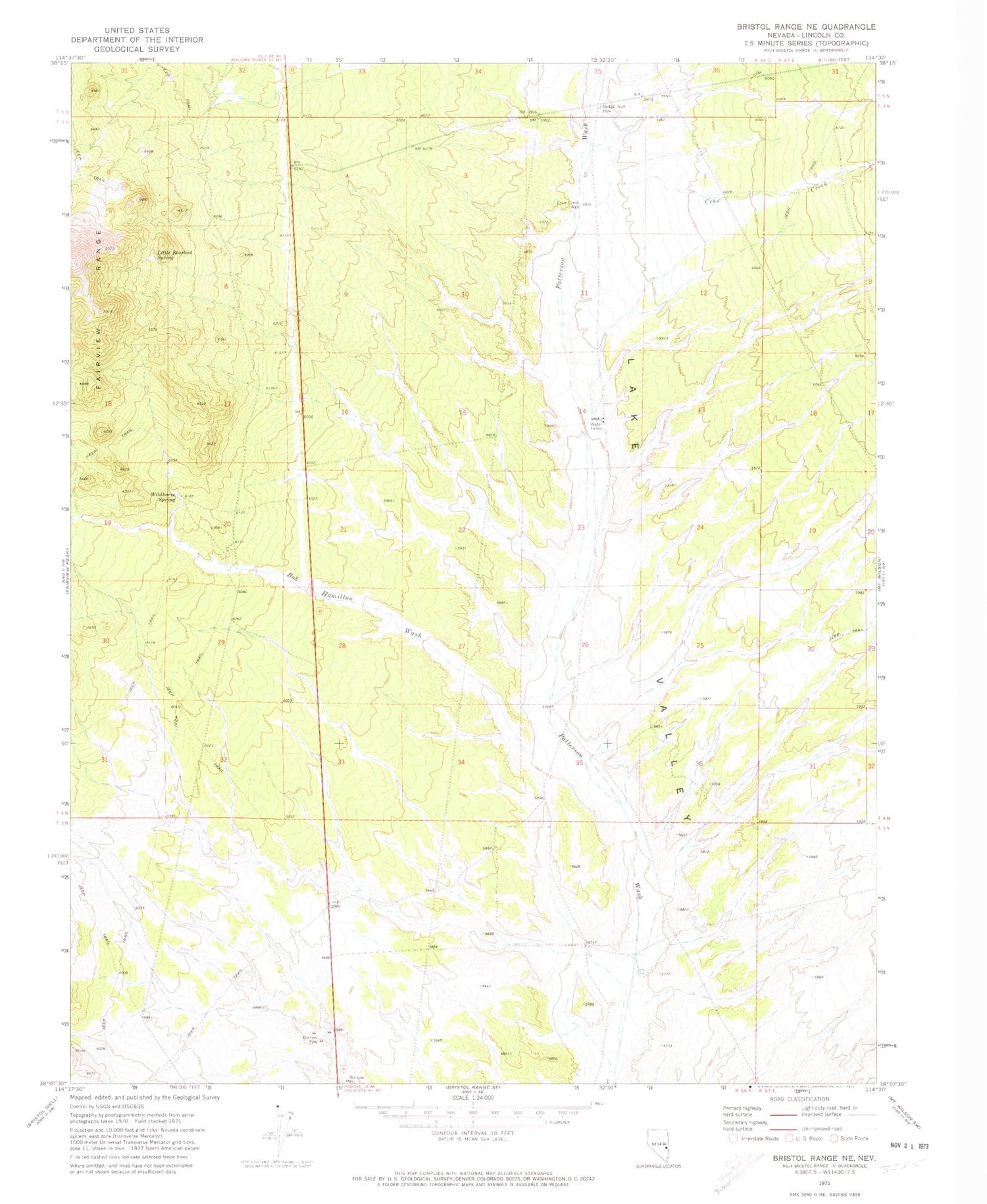 Classic USGS Bristol Range NE Nevada 7.5'x7.5' Topo Map Image
