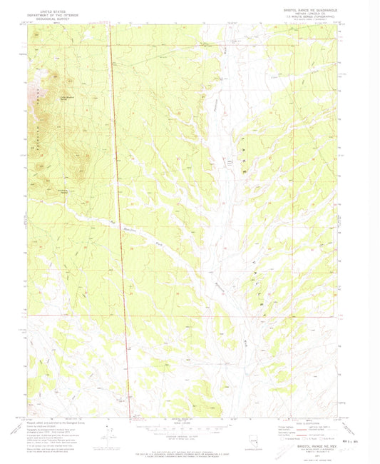 Classic USGS Bristol Range NE Nevada 7.5'x7.5' Topo Map Image