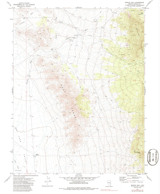 Classic USGS Bristol Well Nevada 7.5'x7.5' Topo Map Image