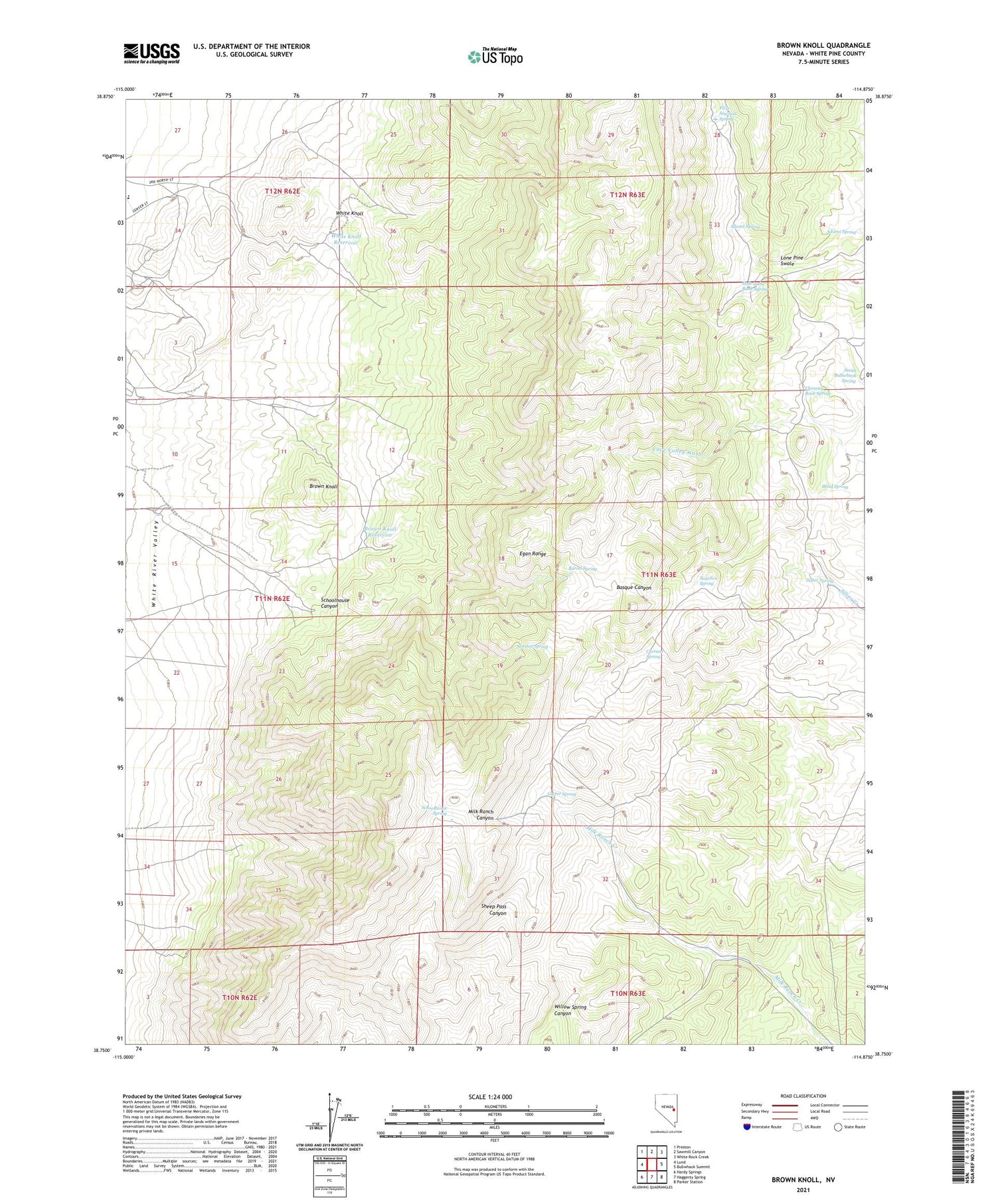 Brown Knoll Nevada US Topo Map Image