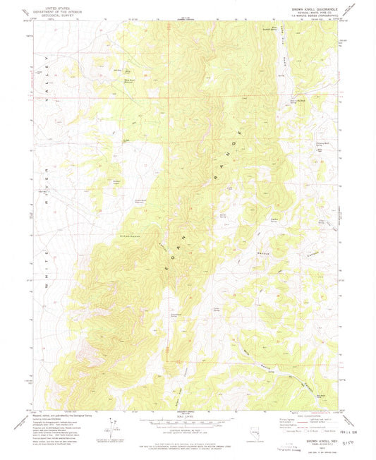 Classic USGS Brown Knoll Nevada 7.5'x7.5' Topo Map Image