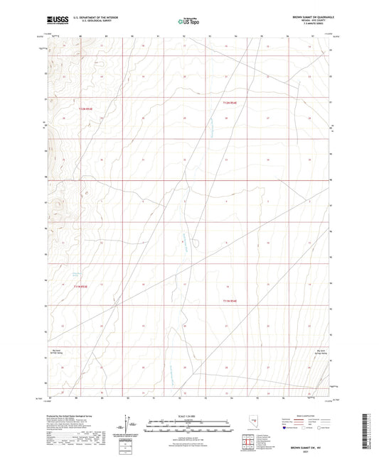 Brown Summit SW Nevada US Topo Map Image