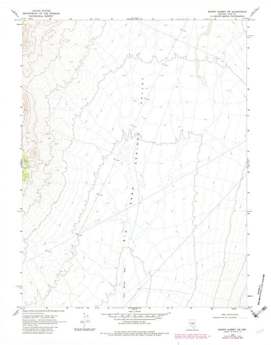 Classic USGS Brown Summit SW Nevada 7.5'x7.5' Topo Map Image