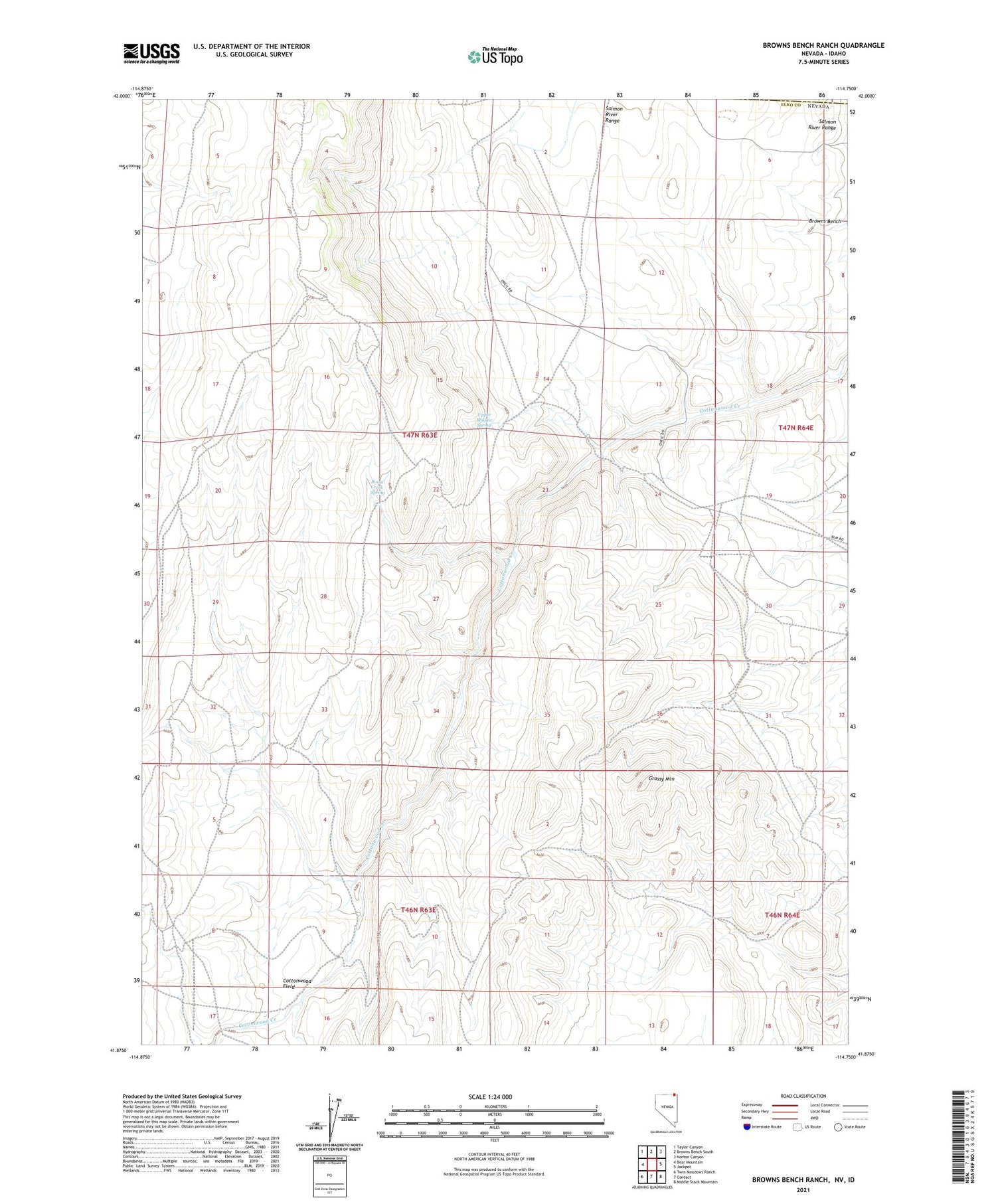 Browns Bench Ranch Nevada US Topo Map Image