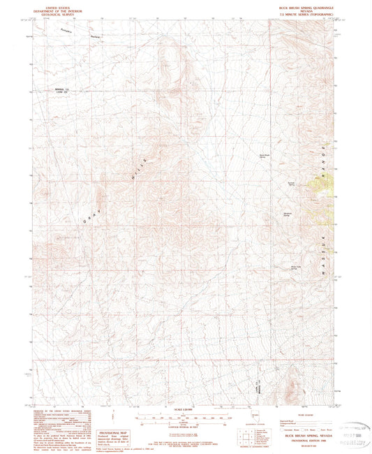 Classic USGS Buckbrush Spring Nevada 7.5'x7.5' Topo Map Image