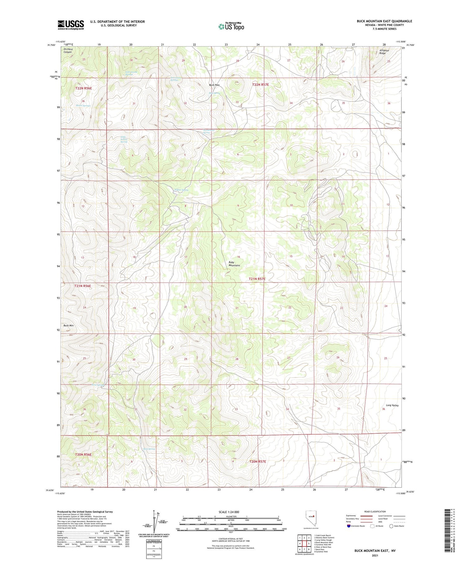 Buck Mountain East Nevada US Topo Map Image