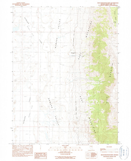 Classic USGS Buck Mountain West Nevada 7.5'x7.5' Topo Map Image