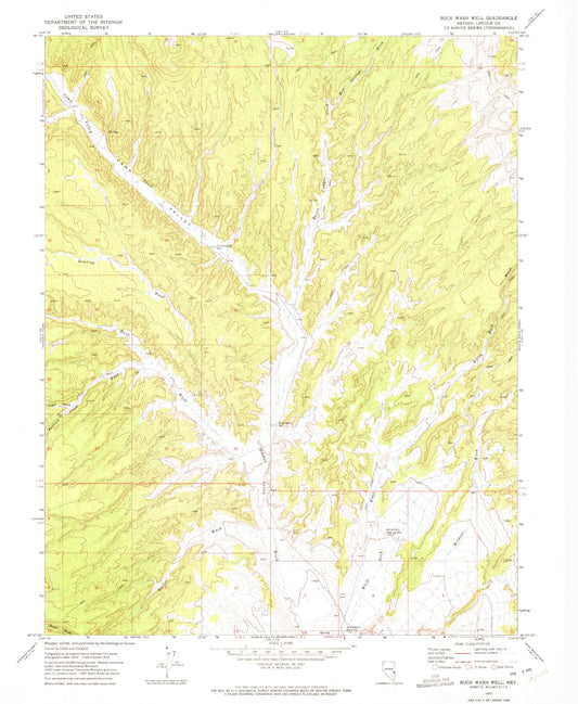 Classic USGS Buck Wash Well Nevada 7.5'x7.5' Topo Map Image