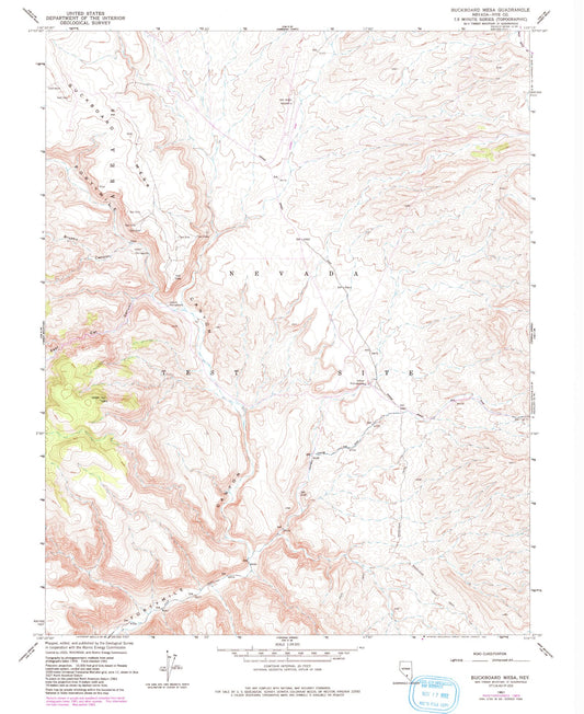Classic USGS Buckboard Mesa Nevada 7.5'x7.5' Topo Map Image