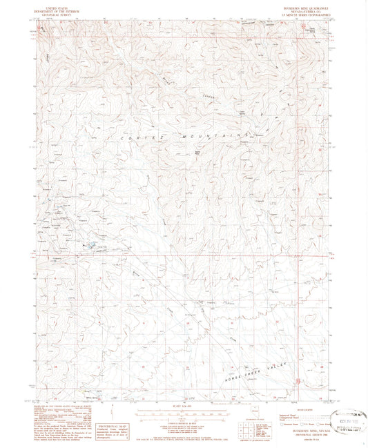 Classic USGS Buckhorn Mine Nevada 7.5'x7.5' Topo Map Image