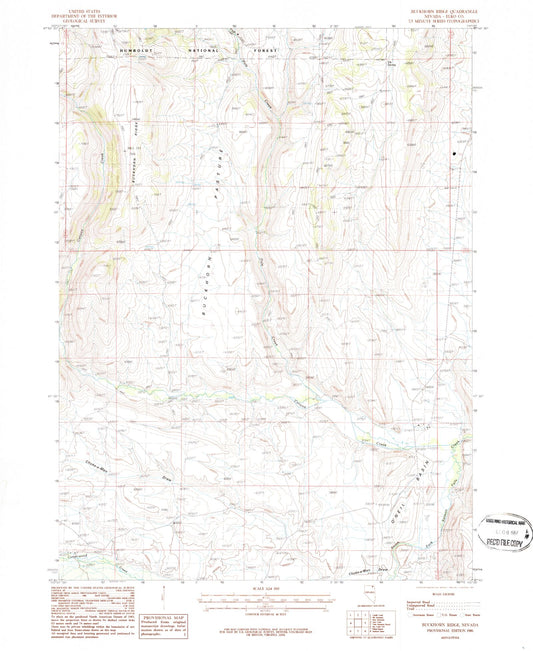 Classic USGS Buckhorn Ridge Nevada 7.5'x7.5' Topo Map Image