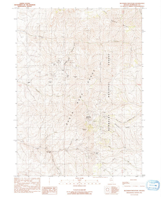 Classic USGS Buckskin Mountain Nevada 7.5'x7.5' Topo Map Image