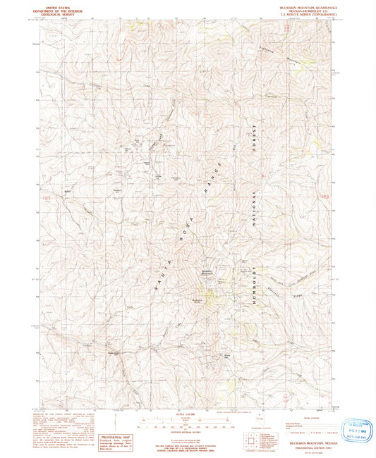 Classic USGS Buckskin Mountain Nevada 7.5'x7.5' Topo Map Image