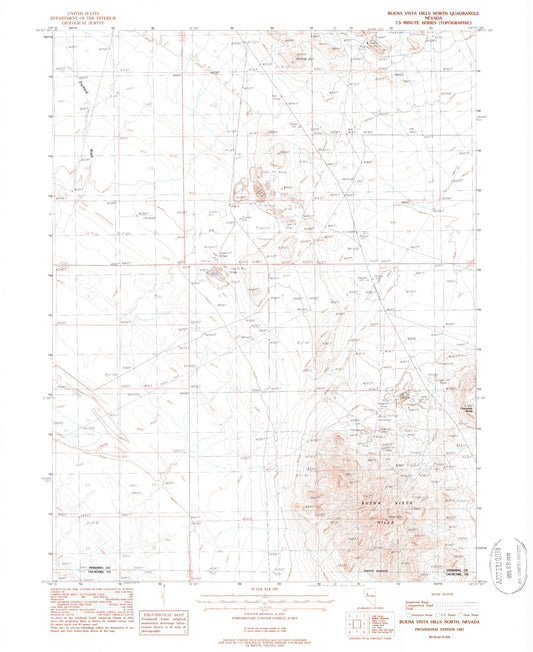 Classic USGS Buena Vista Hills North Nevada 7.5'x7.5' Topo Map Image