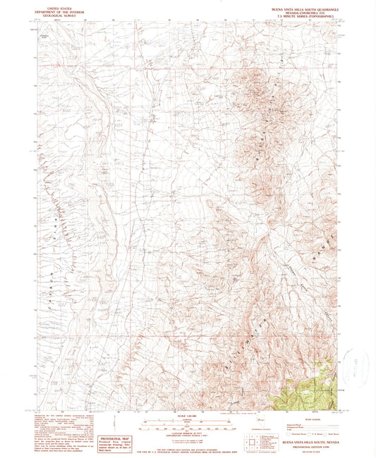 Classic USGS Buena Vista Hills South Nevada 7.5'x7.5' Topo Map Image