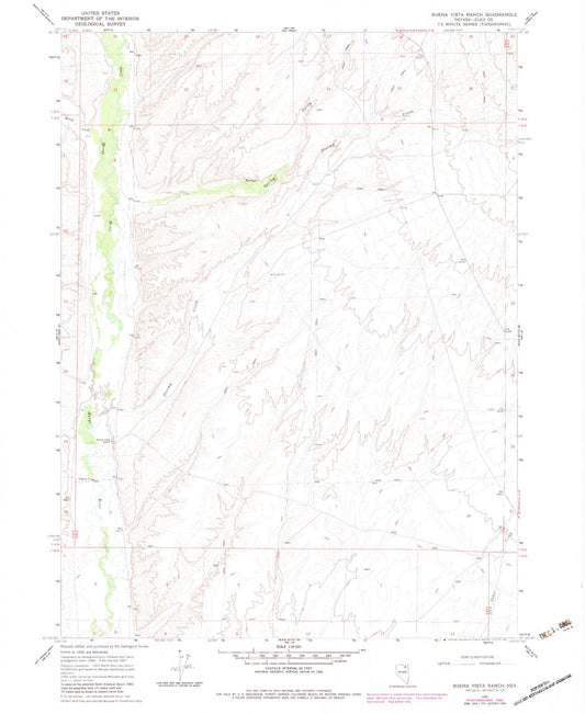Classic USGS Buena Vista Ranch Nevada 7.5'x7.5' Topo Map Image