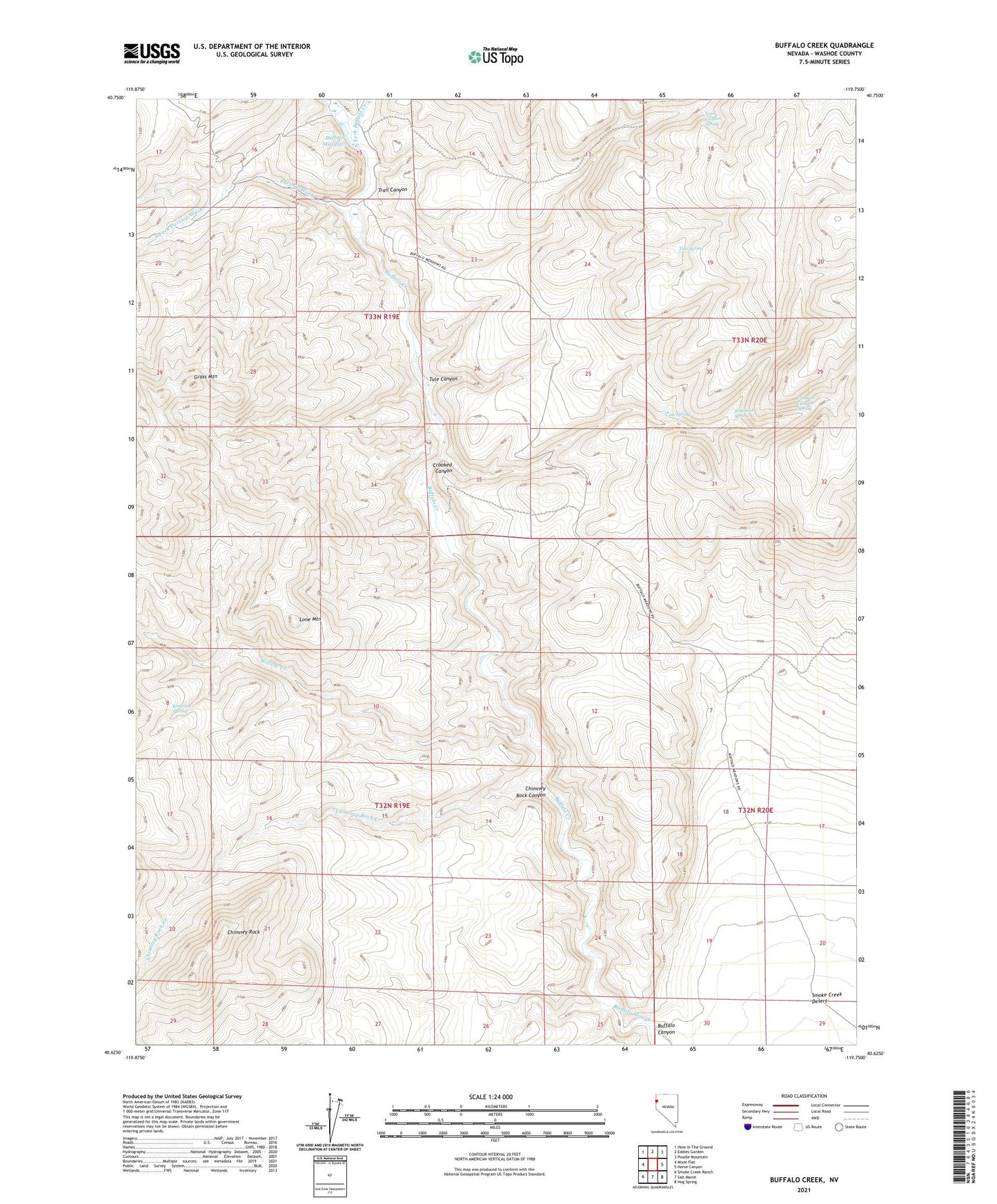 Buffalo Creek Nevada US Topo Map Image