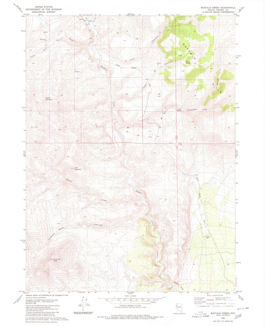 Classic USGS Buffalo Creek Nevada 7.5'x7.5' Topo Map Image