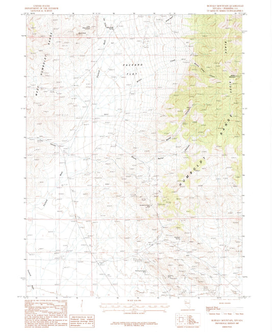 Classic USGS Buffalo Mountain Nevada 7.5'x7.5' Topo Map Image
