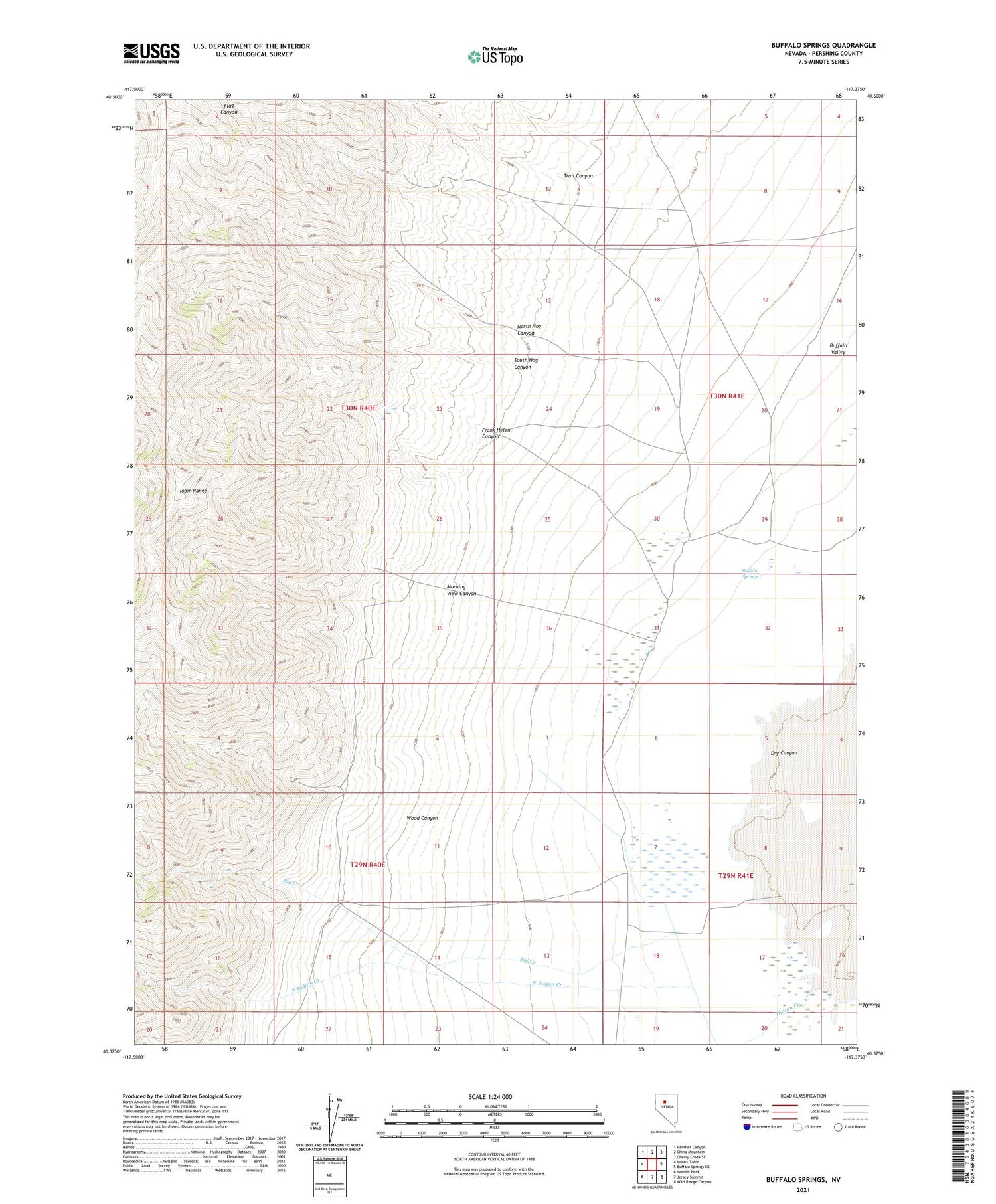 Buffalo Springs Nevada US Topo Map Image