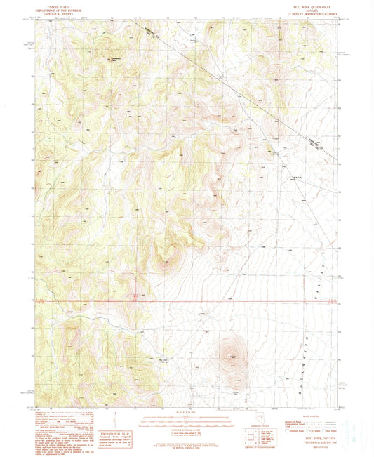 Classic USGS Bull Fork Nevada 7.5'x7.5' Topo Map Image