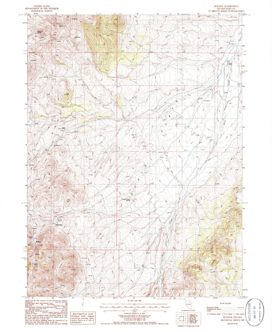 Classic USGS Bullion Nevada 7.5'x7.5' Topo Map Image