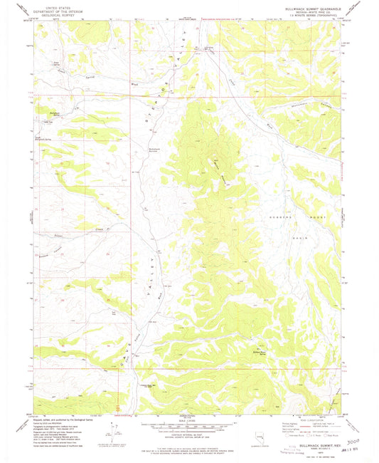 Classic USGS Bullwhack Summit Nevada 7.5'x7.5' Topo Map Image