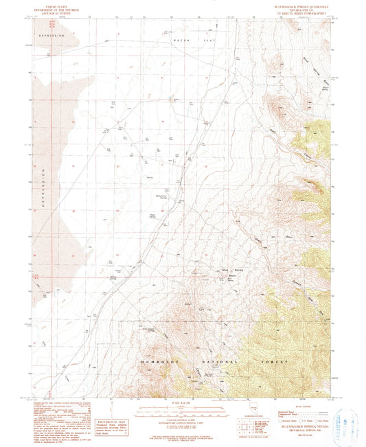 Classic USGS Bullwhacker Springs Nevada 7.5'x7.5' Topo Map Image