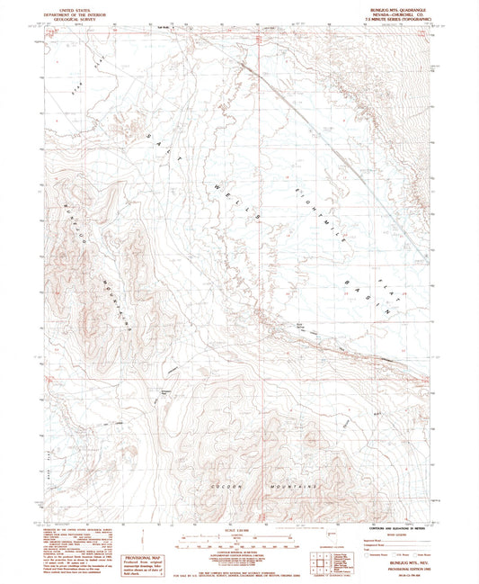 Classic USGS Bunejug Mountains Nevada 7.5'x7.5' Topo Map Image