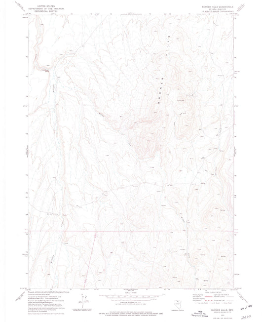 Classic USGS Burner Hills Nevada 7.5'x7.5' Topo Map Image