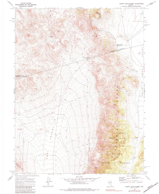 Classic USGS Burnt Cabin Summit Nevada 7.5'x7.5' Topo Map Image